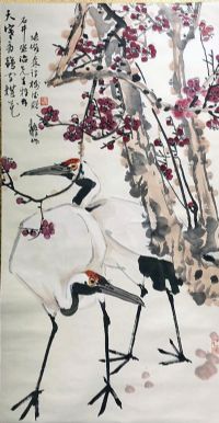 天寒有鹤守梅花